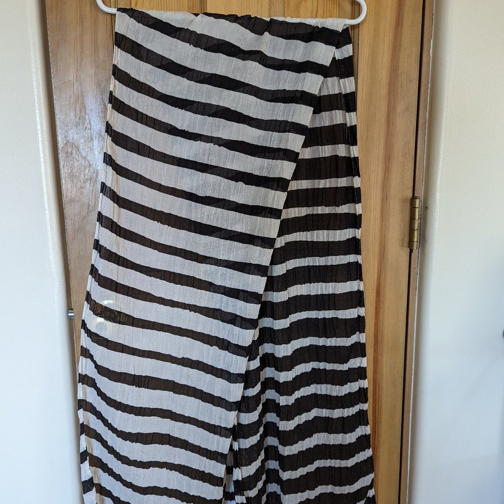 Gudrun Sjoden Black & White Striped Organic Cotton Scarf -- New (2 available)